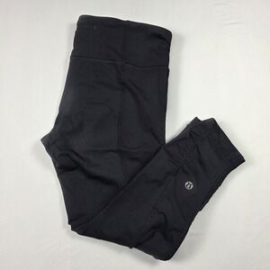 Lululemon Run Inspire Crop II Black Ribbed Panel Leggings Size 6